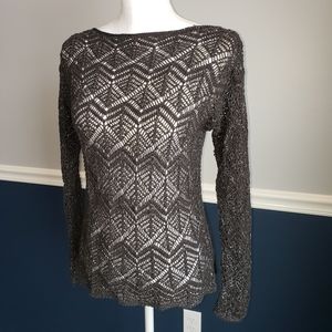 eight eight eight open knit sweater-metallic accen